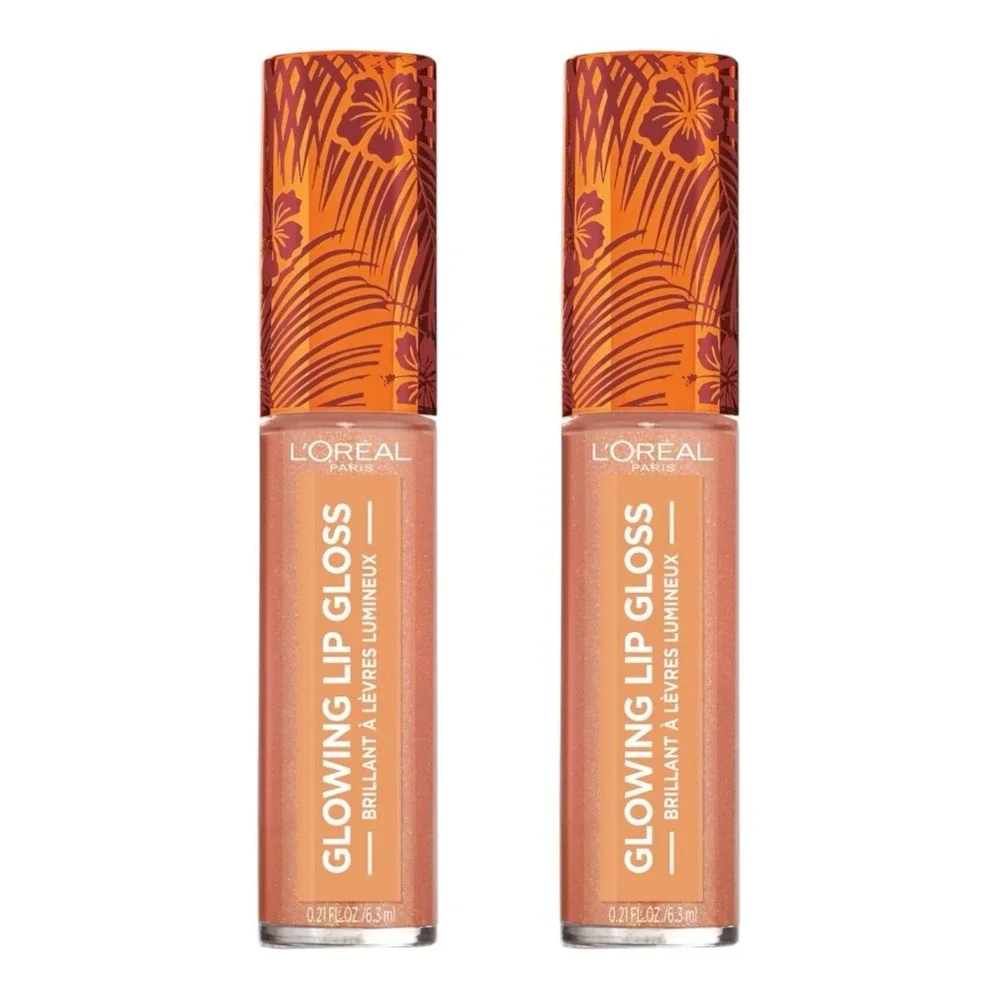 L'Oreal Glowing Lip Gloss Shell We Dance 04 Shimmer Nude 2 Pack
